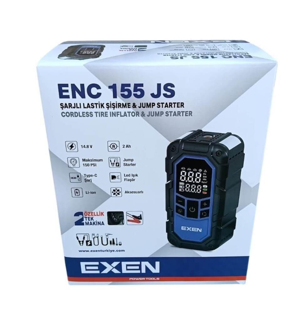 EXEN ENC 155 JS - 14.8V 2Ah 150 PSI Şarjlı Lastik Şişirme & Jump Starter