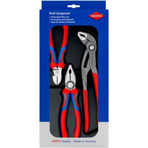 Knipex 002009V01 Kombine Pense+Yan Keski+Ayarlı Fort Pense Set