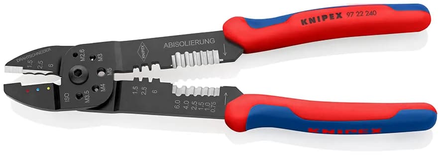 Knipex 9722240 Papuç Sıkma Ve Kablo Sıyırma Pensi 240 Mm