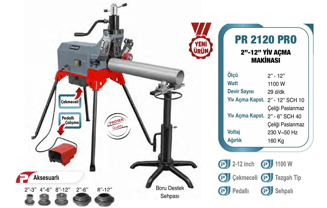PROTER PR 2120 Pro 2"-12" 1100 W Elektrikli Yiv Açma Makinası
