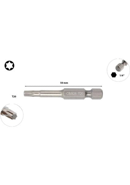 EXEN EX 8255 T20 50mm Bits Torx Uç