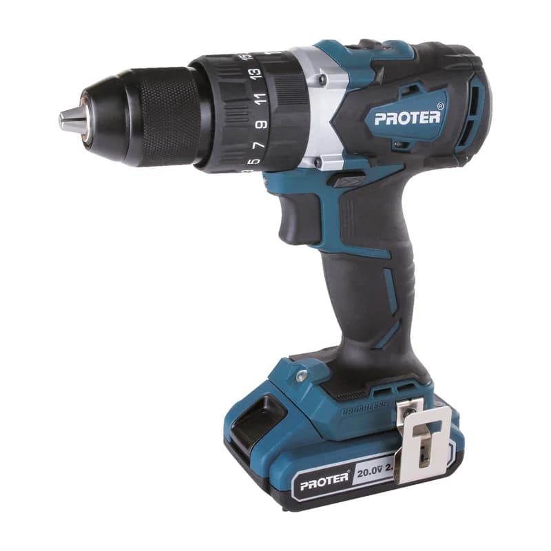 PROTER PST 720 BL 2.0Ah 20V Li-ion Pil 2 Vts.Darbeli Kömürsüz Şarjlı Matkap