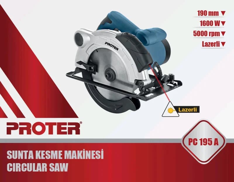 PROTER PC 195 A 190mm 1600W Lazerli Sunta Kesme Makinası